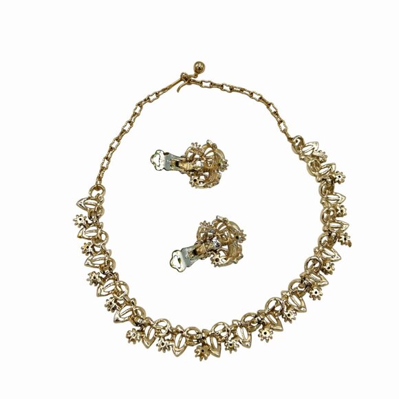 GORGEOUS VINTAGE ART ARTHUR PEPPER SIGNED RUBY RED GOLD TONE NECKLACE CLIP EARRI - Picture 9 of 9